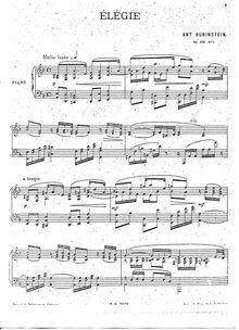Partition No.1 - Elegie, 6 Morceaux, Op.104, Rubinstein, Anton