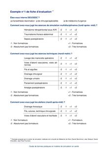 Exemples associés Guide de bonnes pratiques en matière de simulation en santé - 16 Exemple n° 1 de fiche d’évaluation