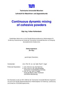 Continuous dynamic mixing of cohesive powders [Elektronische Ressource] / Volker Kehlenbeck