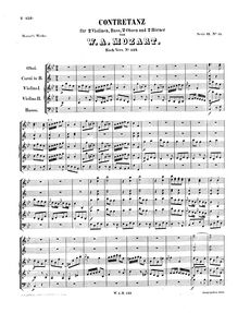 Partition complète, Country danse, Contredanse, B♭ major, Mozart, Wolfgang Amadeus