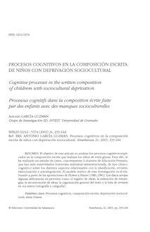 Procesos cognitivos en la composición escrita de niños con deprivación sociocultural