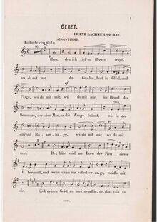 Partition voix, Geistliches Lied, Op.137, Gebet, C major, Lachner, Franz Paul