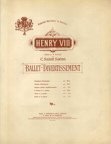 Partition couverture couleur, Henry VIII, Saint-Saëns, Camille