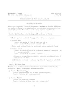 Université d Orléans Année M1 Info Calculabilité Complexité TD n