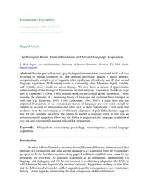 The bilingual brain: Human evolution and second language acquisition
