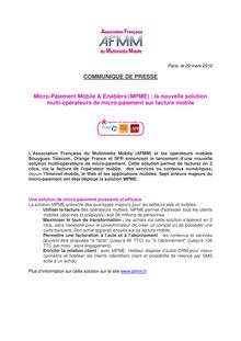 COMMUNIQUE DE PRESSE Micro-Paiement Mobile & Enablers (MPME) : la ...