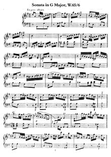 Partition complète, Sonata en G, Wq.65/6, G major, Bach, Carl Philipp Emanuel