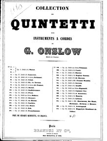 Partition Title page, corde quintette No.4, Op.17, Onslow, Georges