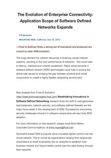 The Evolution of Enterprise Connectivity: Application Scope of Software Defined Networks Expands
