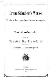 Partition Vol., Sonaten für Pianoforte (Serie X), Schubert s Werke - Revisionsbericht