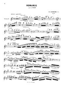 Partition de violon, Romance pour violon et orchestre, Op.9