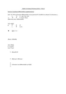 Maths IV Analyse Printemps Fiche