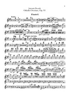 Partition flûte 1, 2, Othello, Dvořák, Antonín