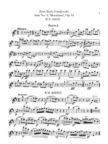 Partition flûte 1, 2,  No.4, Mozartiana, Tchaikovsky, Pyotr