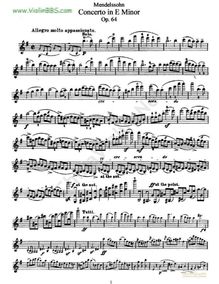 Partition violon Solo, violon Concerto [No.2], E Minor, Mendelssohn, Felix