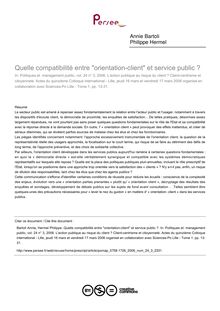 Quelle compatibilité entre orientation-client et service public ? - article ; n°3 ; vol.24, pg 13-31