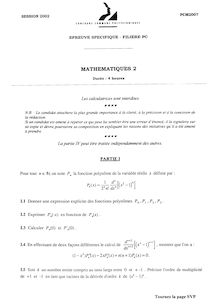 Mathématiques 2 2002 Classe Prepa PC Concours Instituts Nat. Polytechniques (INP - ENSI)