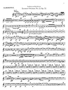 Partition clarinette 1, 2 (en C), Leonora Overture No. 2, C major