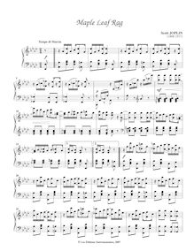 Partition complète, Maple Leaf Rag, A♭ Major, Joplin, Scott