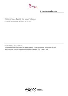 Ebbinghaus Traité de psychologie - compte-rendu ; n°1 ; vol.9, pg 501-502