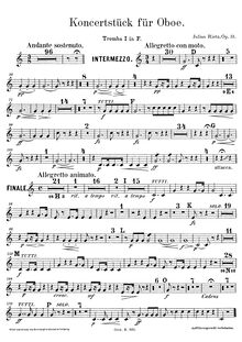 Partition trompette 1, 2 (en F), Konzertstück für hautbois, Rietz, Julius