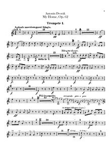 Partition trompette 1, 2 (F, C), My Homeland, Domov můj, Dvořák, Antonín