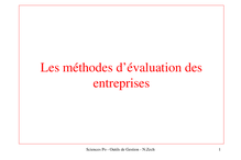 Les méthodes d évaluation des entreprises - IEP PARIS Année 2000-2001