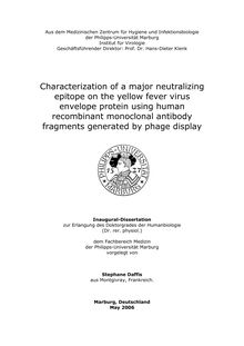 Characterization of a major neutralizing epitope on the yellow fever virus envelope protein using human recombinant monoclonal antibody fragments generated by phage display [Elektronische Ressource] / vorgelegt von Stephane Daffis