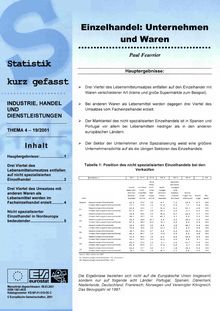 19/01 STATISTIQUES EN BREF - TH. 4 INDUSTRIE, COMMERCE ET SERVI