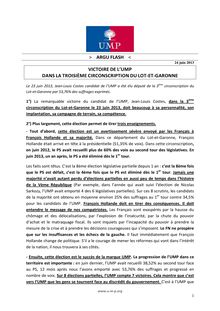Victoire de l'UMP dans la troisème circonscription du Lot-et-Garonne