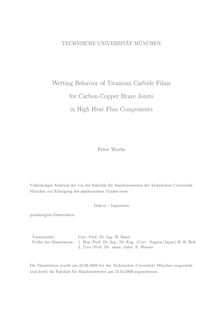 Wetting behavior of titanium carbide films for carbon-copper braze joints in high heat flux components [Elektronische Ressource] / Peter Worbs
