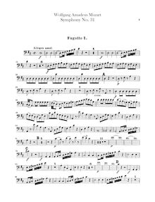 Partition basson 1, 2, Symphony No.31, Paris Symphony, D major, Mozart, Wolfgang Amadeus