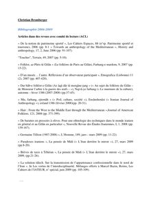 Christian Bromberger Bibliographie 2006-2009 Articles dans des ...