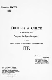 Partition complète, Daphnis et Chloé  No.2, Fragments symphoniques II par Maurice Ravel