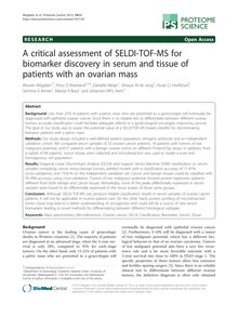 A critical assessment of SELDI-TOF-MS for biomarker discovery in serum and tissue of patients with an ovarian mass