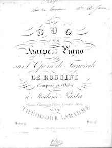 Partition harpe , partie, Duo sur l opéra de Tancrède, C major, Labarre, Théodore