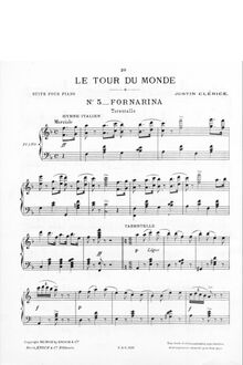 Partition , Fornarina (Tarentelle), Le tour du monde, Suite pour piano