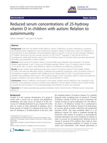 Reduced serum concentrations of 25-hydroxy vitamin D in children with autism: Relation to autoimmunity
