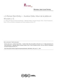 « A Roman Non-Entity » : Aurelius Cotta, tribun de la plèbe en 49 avant J.-C. - article ; n°1 ; vol.27, pg 285-292