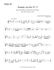 Partition flûte 2, 6 Trio sonates, Sonates en trio pour trois flûtes traversières sans basse par Joseph Bodin de Boismortier