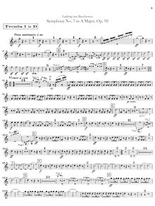 Partition trompette 1, 2 (D), Symphony No.7, A major, Beethoven, Ludwig van