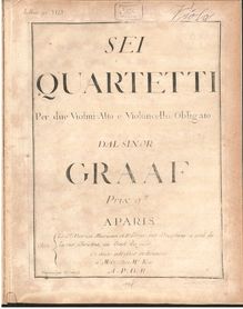 Partition viole de gambe, Sei Quartetti per due Violini, Alto e violoncelle Obligato