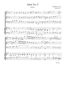 Partition complète,  No.2 pour 3 violes de gambe et orgue, Lawes, William