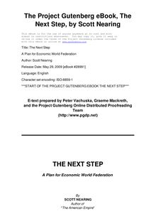 The Next Step - A Plan for Economic World Federation