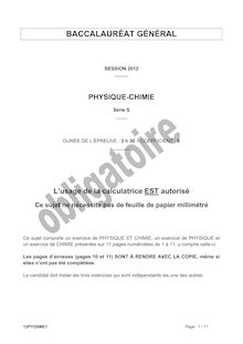 Bac 2012 S Physique Chimie obligatoire