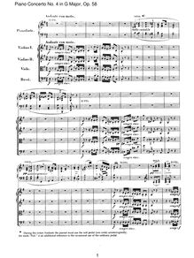 Partition , Andante con moto, Piano Concerto No.4, G major, Beethoven, Ludwig van par Ludwig van Beethoven