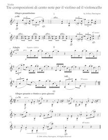Partition de violon, 3 Composizioni di cento note, Harrington, Jeffrey Michael