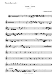 Partition Canto secondo, Canzon Quarta à 2 Canti, Frescobaldi, Girolamo