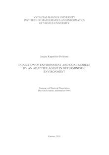Induction of environment and goal models by an adaptive agent in deterministic environment ; Adaptyvaus agento aplinkos ir tikslo modelių indukcija deterministinėje aplinkoje