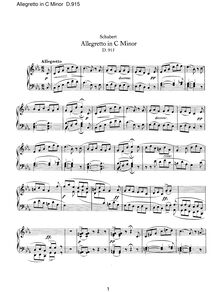 Partition complète, Allegretto en C minor, Schubert, Franz